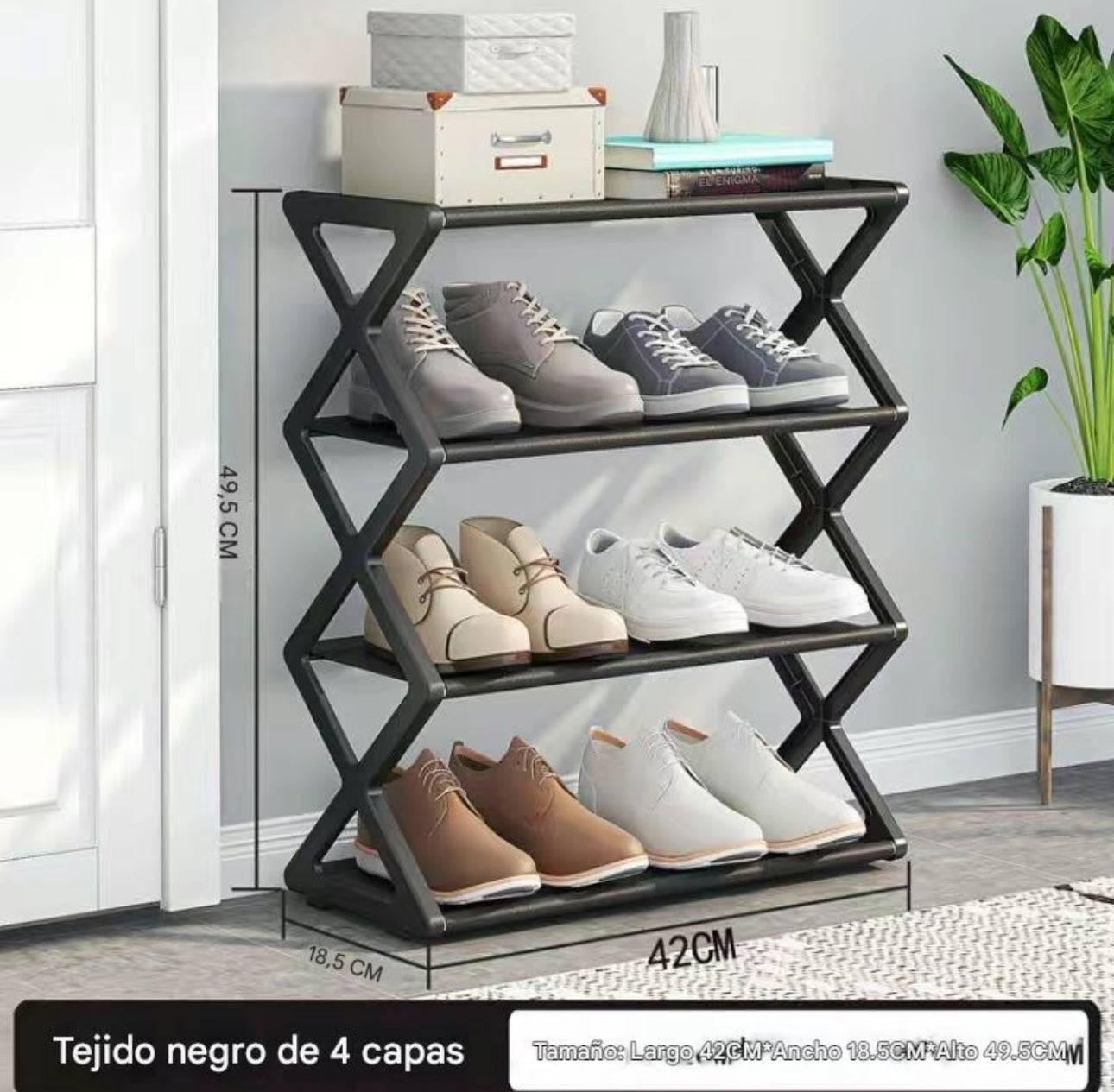 N+ Estante para Zapatos de 4 Niveles Sencillo
Duradero 42*18.5*49.5cm