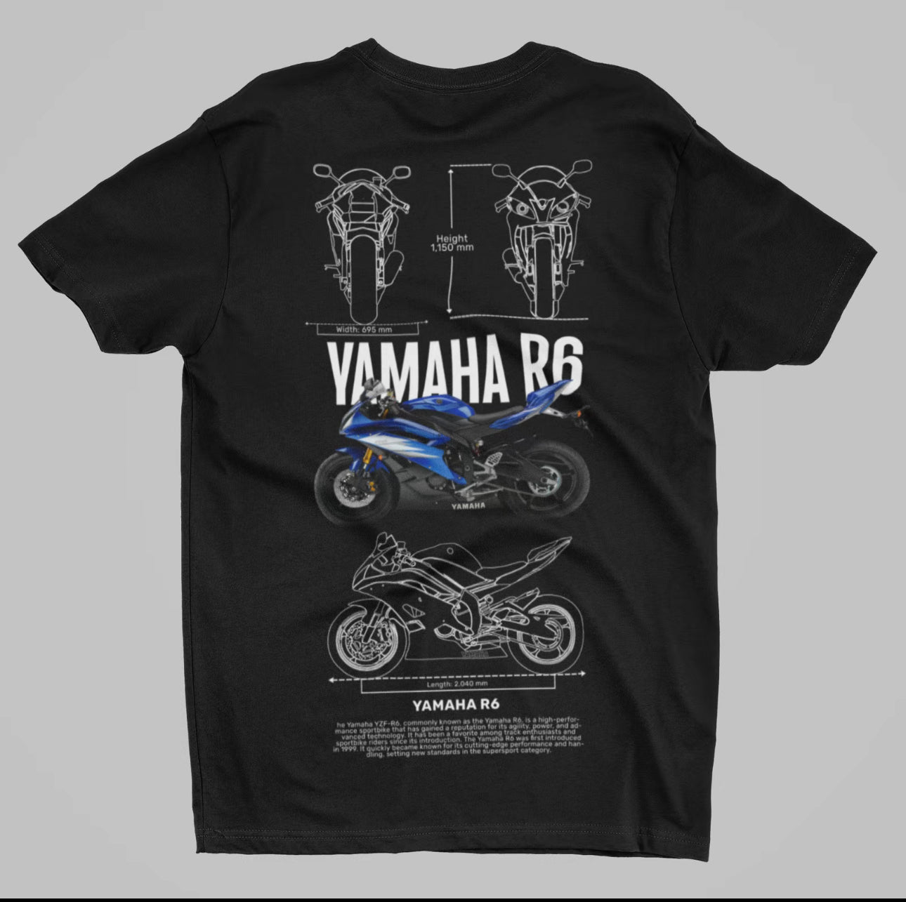 Playera Camiseta Unisex Motos
Yamaha R6 Azul
