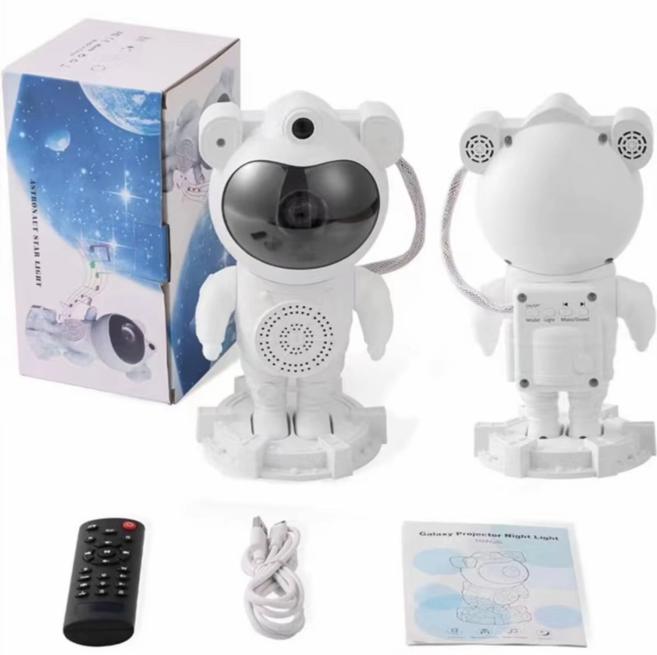 Proyector de galaxia, luz nocturna con control remoto de nebulosa, estrella y luna, ruido blanco Bluetooth, luces LED para recámara, Proyector de luz de astronauta, proyector de luz nocturna de galaxia con temporizador y control remoto, proyector de ciel