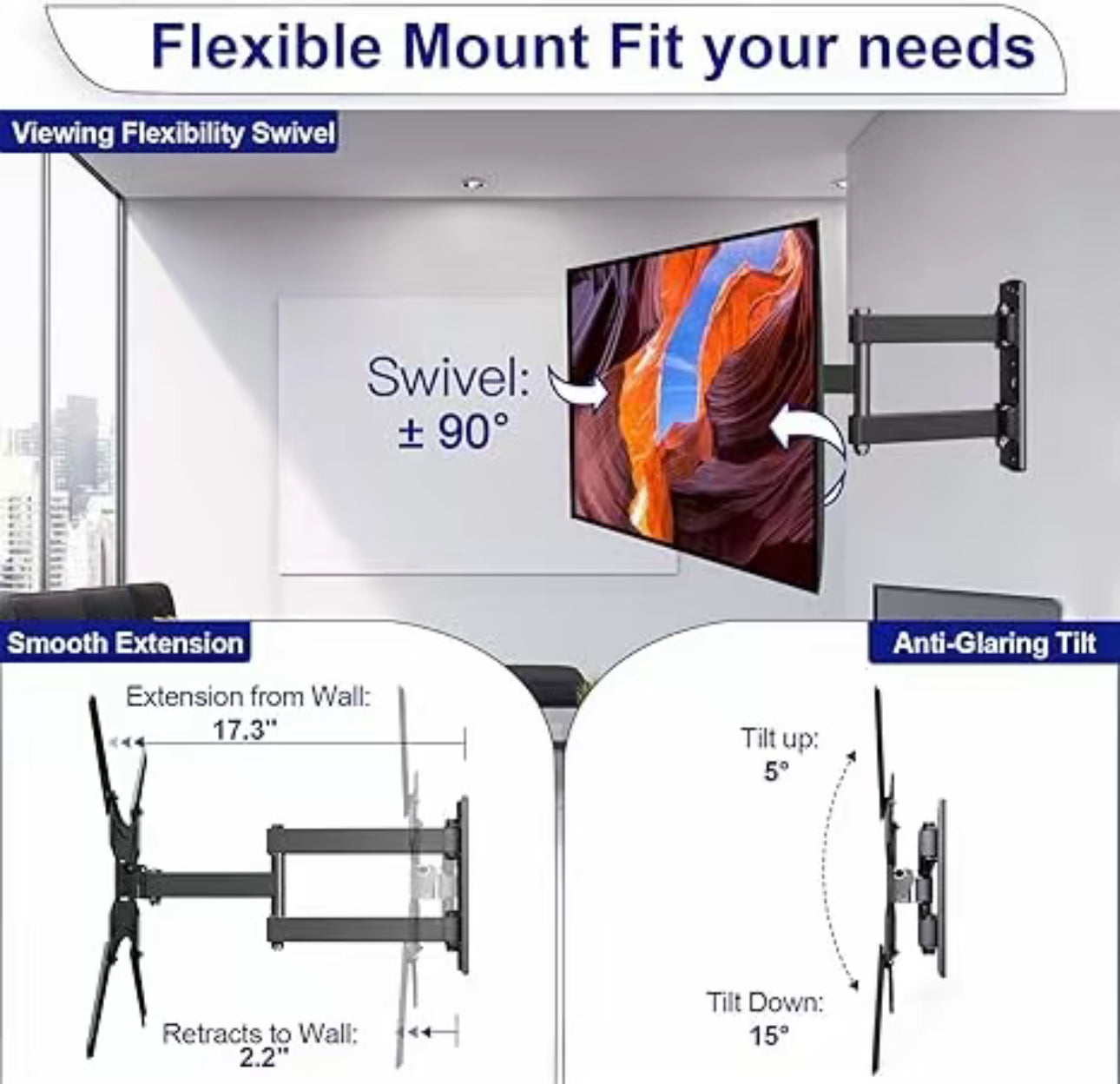Soporte de TV giratorio de 180 grados Soporte de
TV Soporte de TV plegable ajustable ultrafino
Soporte de pared para TV