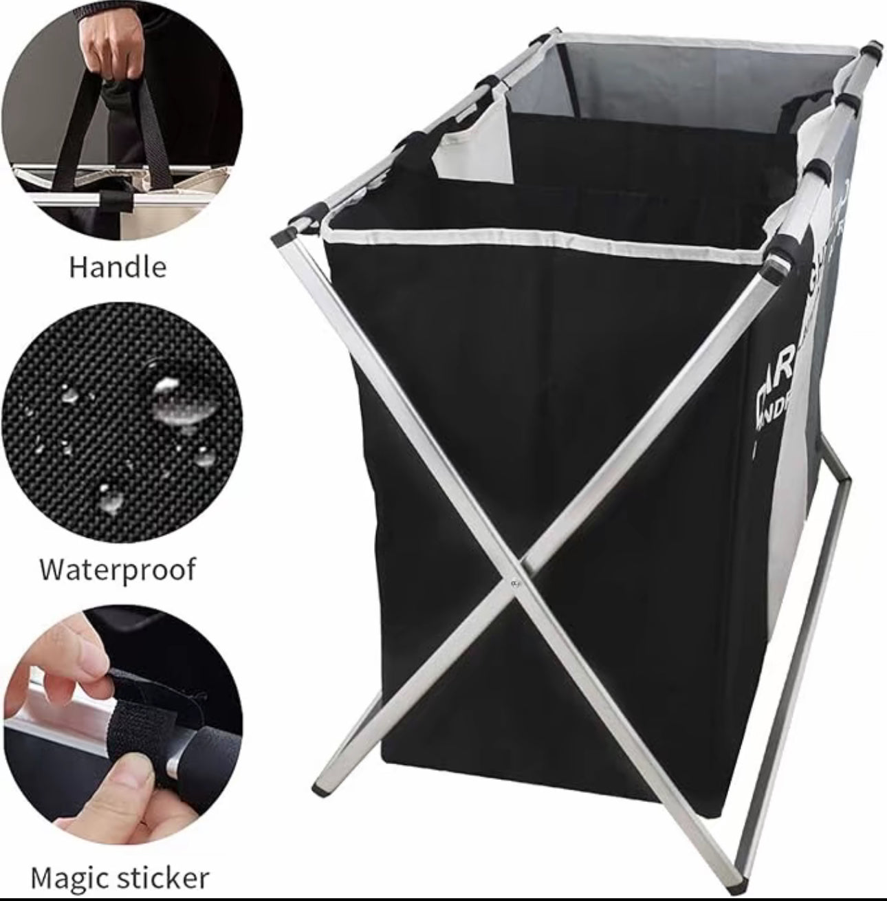 Canasta de Ropa Sucia de 3 Secciones - Cesto
Plegable Grande para Ropa - Organizador con Marco de Aluminio para Clasificar Ropa Sucia