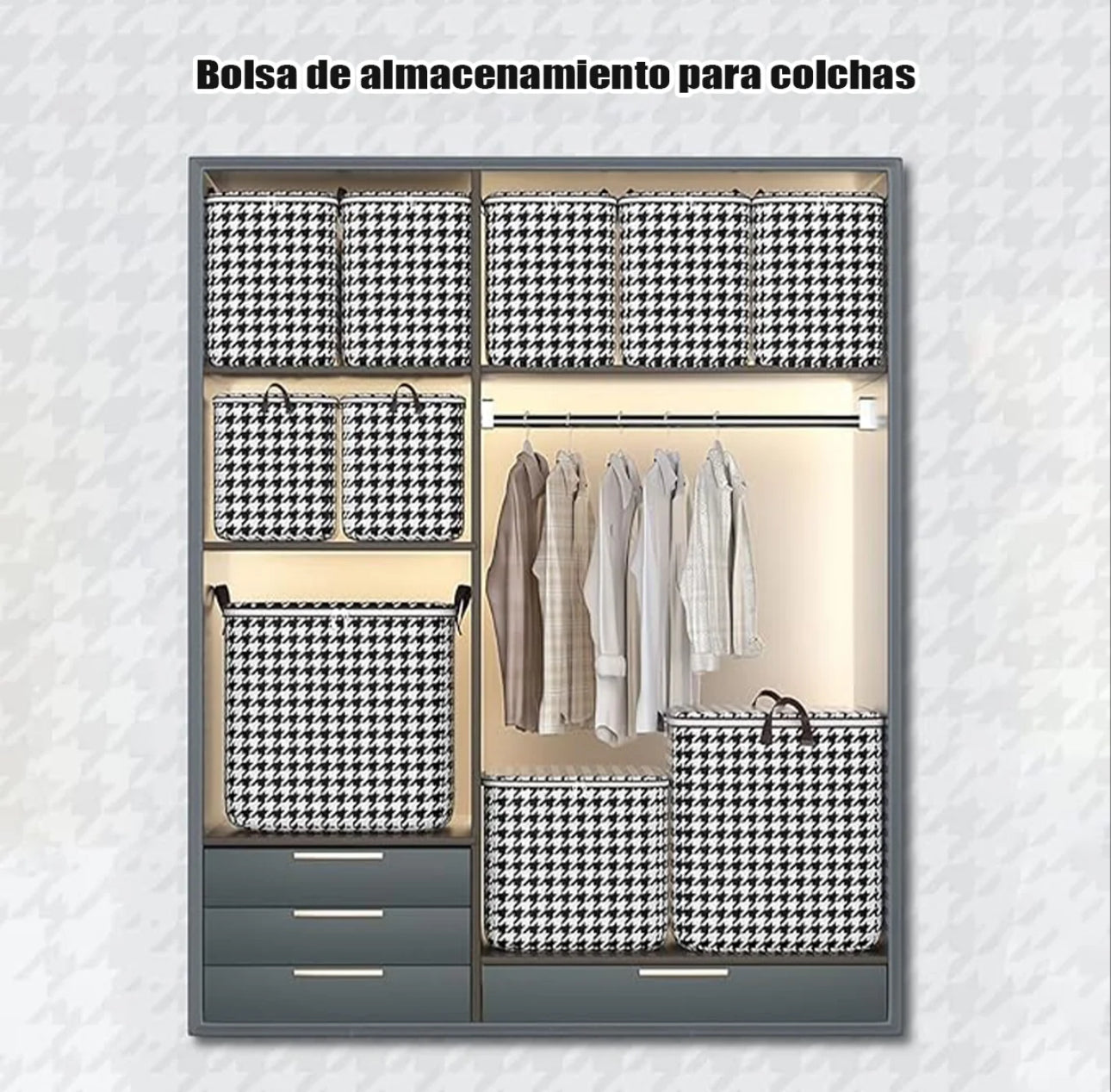 Bolsa de almacenamiento de pata de gallo de gran capacidad de 110L con cremallera, bolsa de embalaje para mudanzas a prueba de polvo para el hogar, caja de almacenamiento para colchas, ropa y pantalones