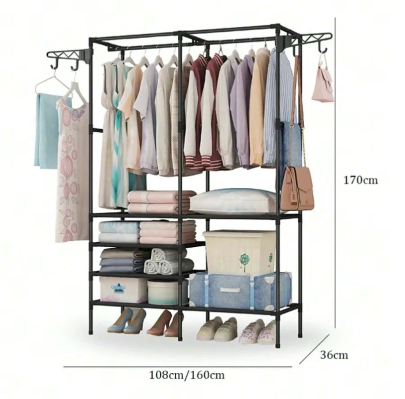 Lerfm Closet Multifuncional de 3 Capas, Soporte de Acero Inoxidable para Ropa, Zapatos y
Juguetes