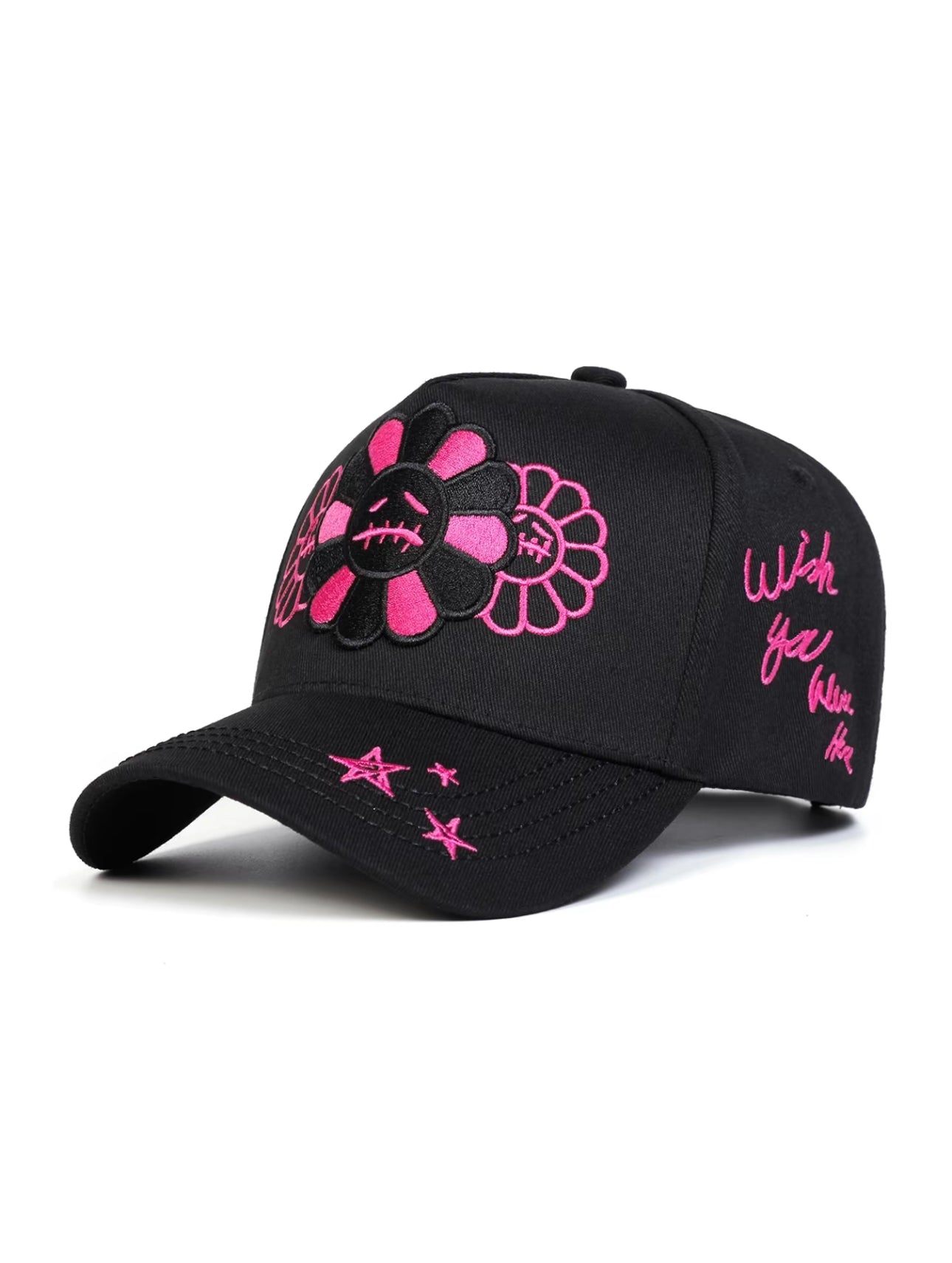 Gorra con Bordado de Cara Llorando y Flor, Unisex, Regalo Perfecto para el Dia del Padre, Ideal para San Valentín, Elección para Familiares, Amigos y Hermanos