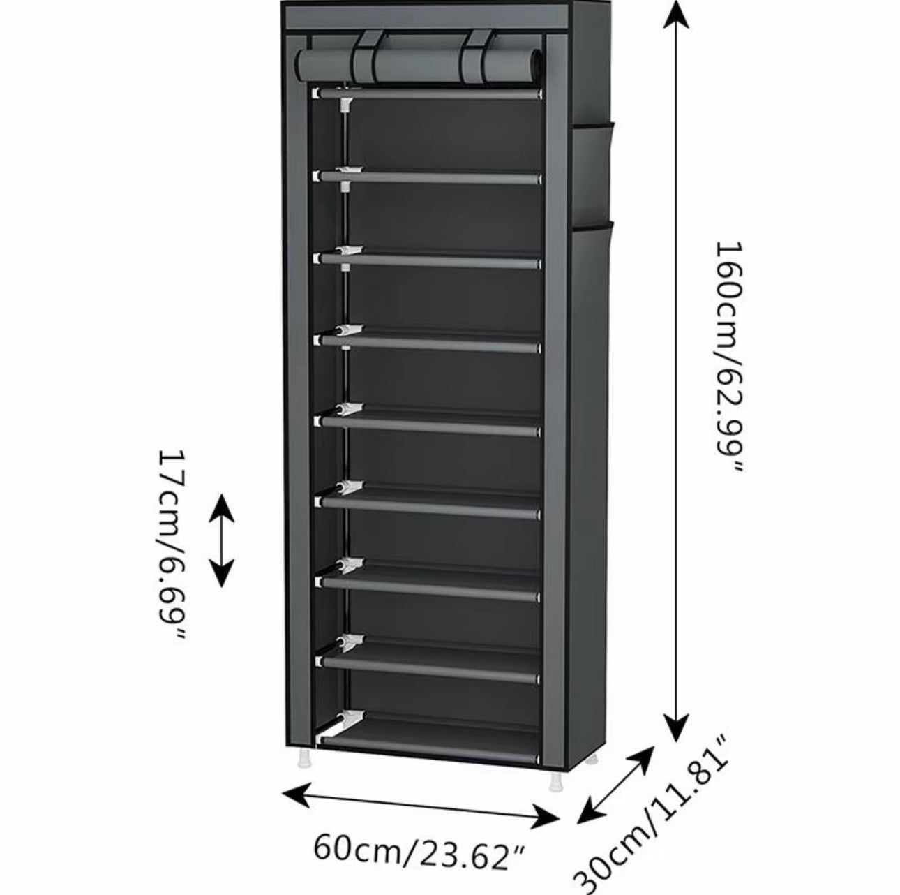 Zapatero simple para dormitorio de estudiantes, zapatero de nueve capas, zapatero de tela para dormitorio de alquiler, de gran capacidad, multicapa, a prueba de polvo, sin instalación, ahorro de espacio