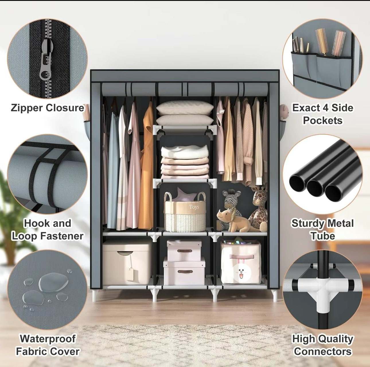 LERFM Closet Armable Ropero Rack Guardaropa
Recamara Organización, Bonito, Práctico Y Resistente. Armario Plegable Organizador de Ropa, navidadRebajas de fin de año, Dazy ,Sheglam