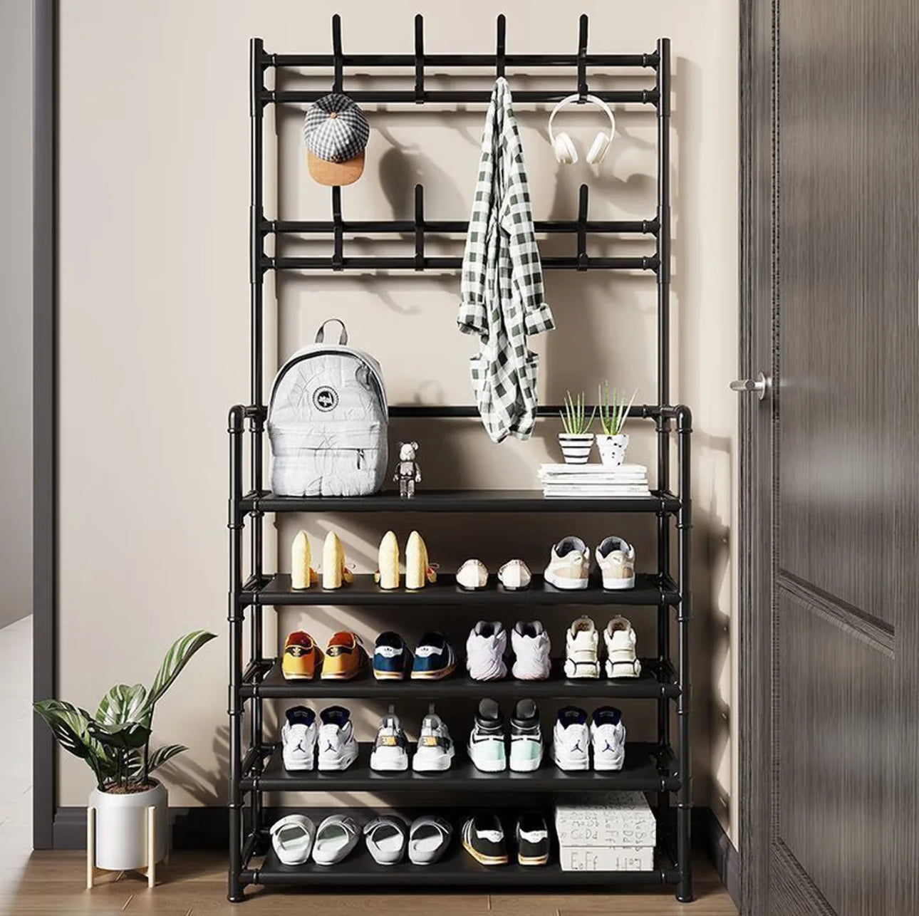 LERFM Estante de Almacenamiento 3 en 1 para Zapatos y Ropa, Extraíble y Fácil de Ensamblar,
Diseño Conveniente