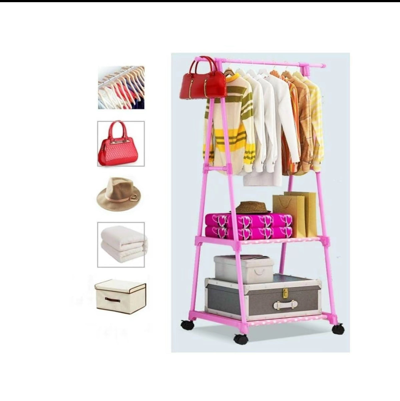 YUQING.FC Closet Tendedero Perchero Rack
Doble Ropa Con Llantas Triangulo