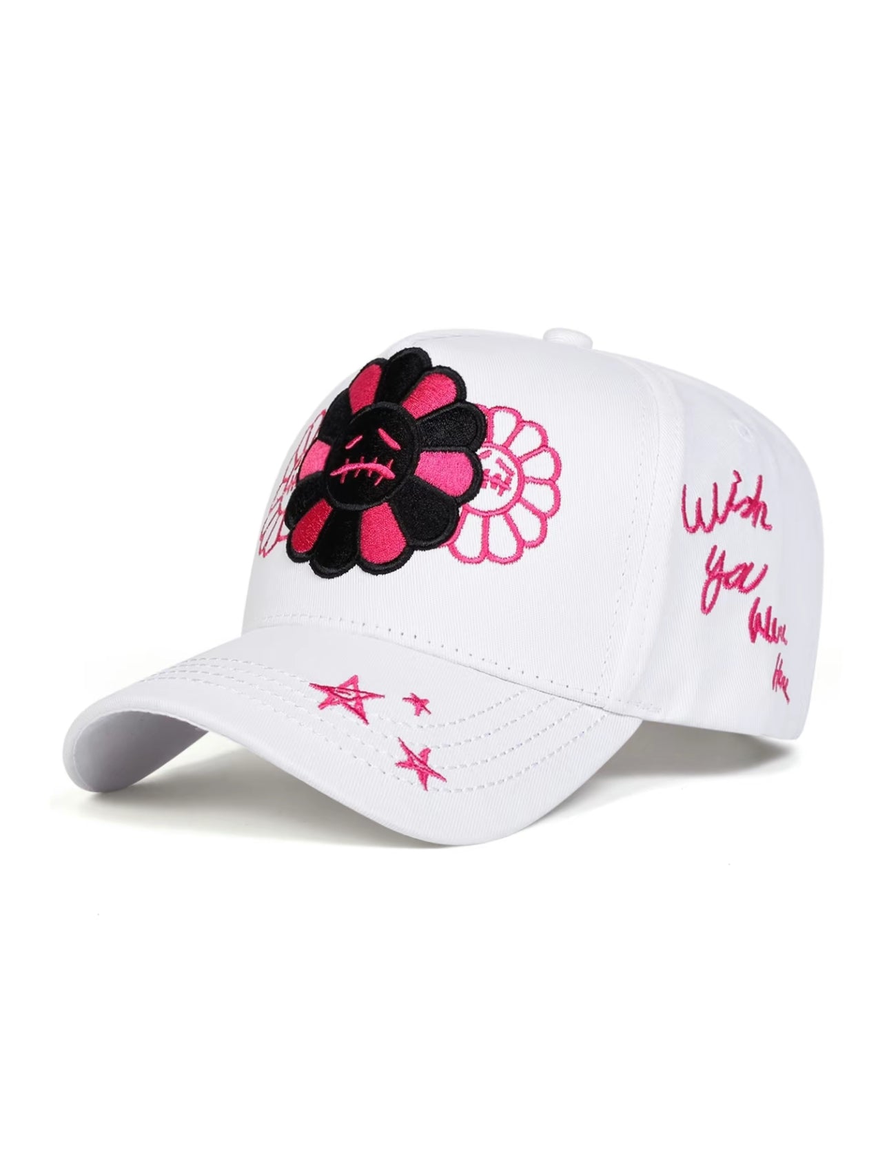 Gorra con Bordado de Cara Llorando y Flor, Unisex, Regalo Perfecto para el Dia del Padre, Ideal para San Valentín, Elección para Familiares, Amigos y Hermanos