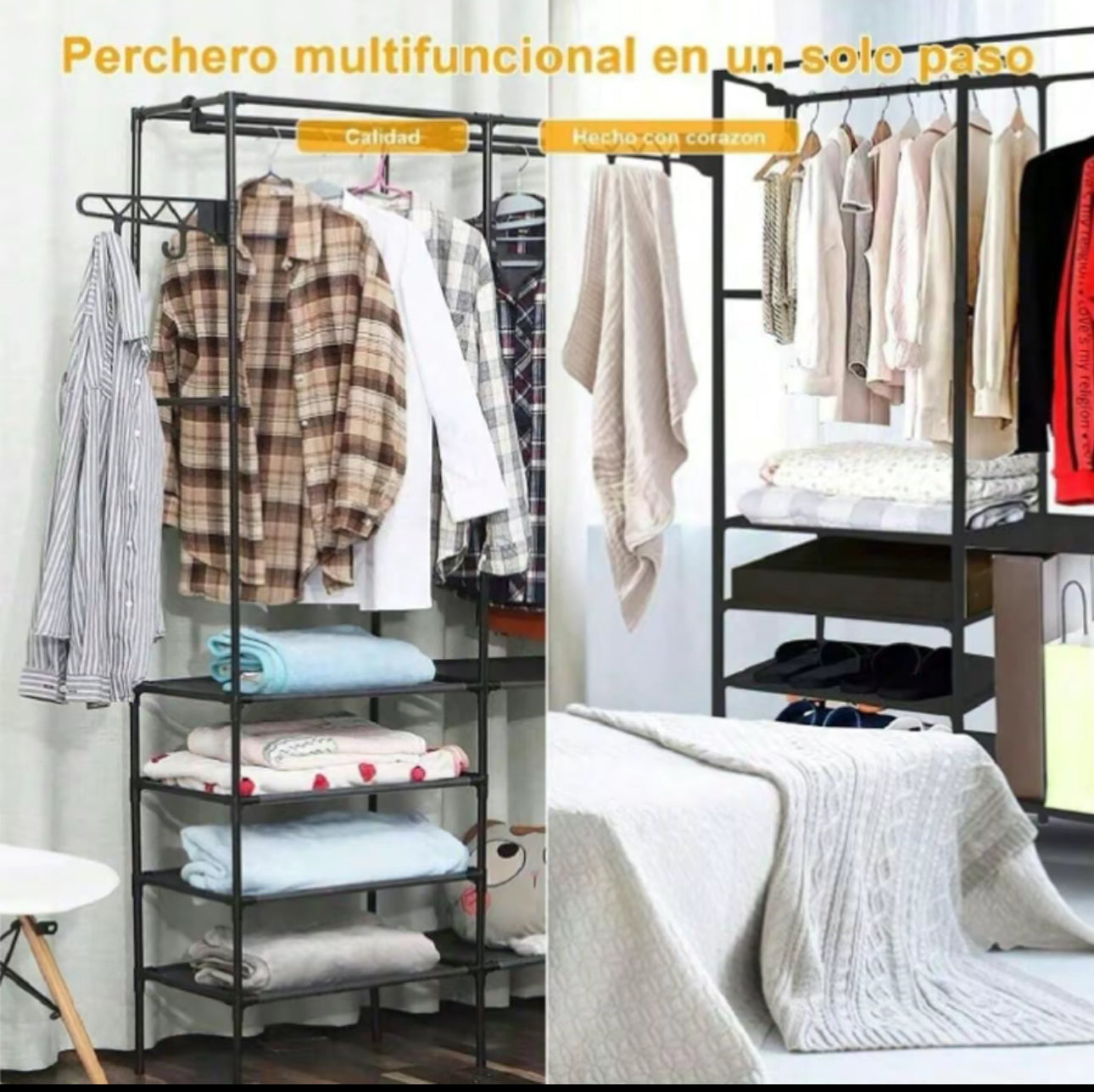 Lerfm Closet Multifuncional de 3 Capas, Soporte de Acero Inoxidable para Ropa, Zapatos y
Juguetes
