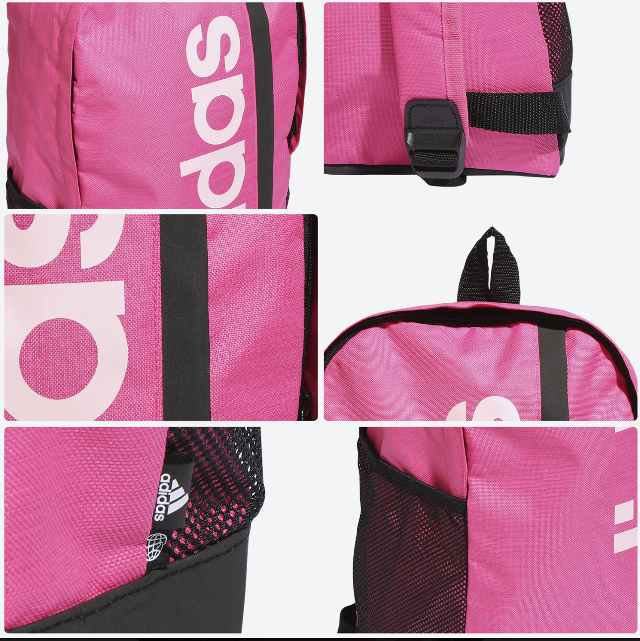 Mochila adidas Dama Essentials Linear Training Rosa Mujer Casual Bolsillo Lateral Cierre Correas Ajustables Laptop Bolsillo Frontal Capacidad 22.5 Lt