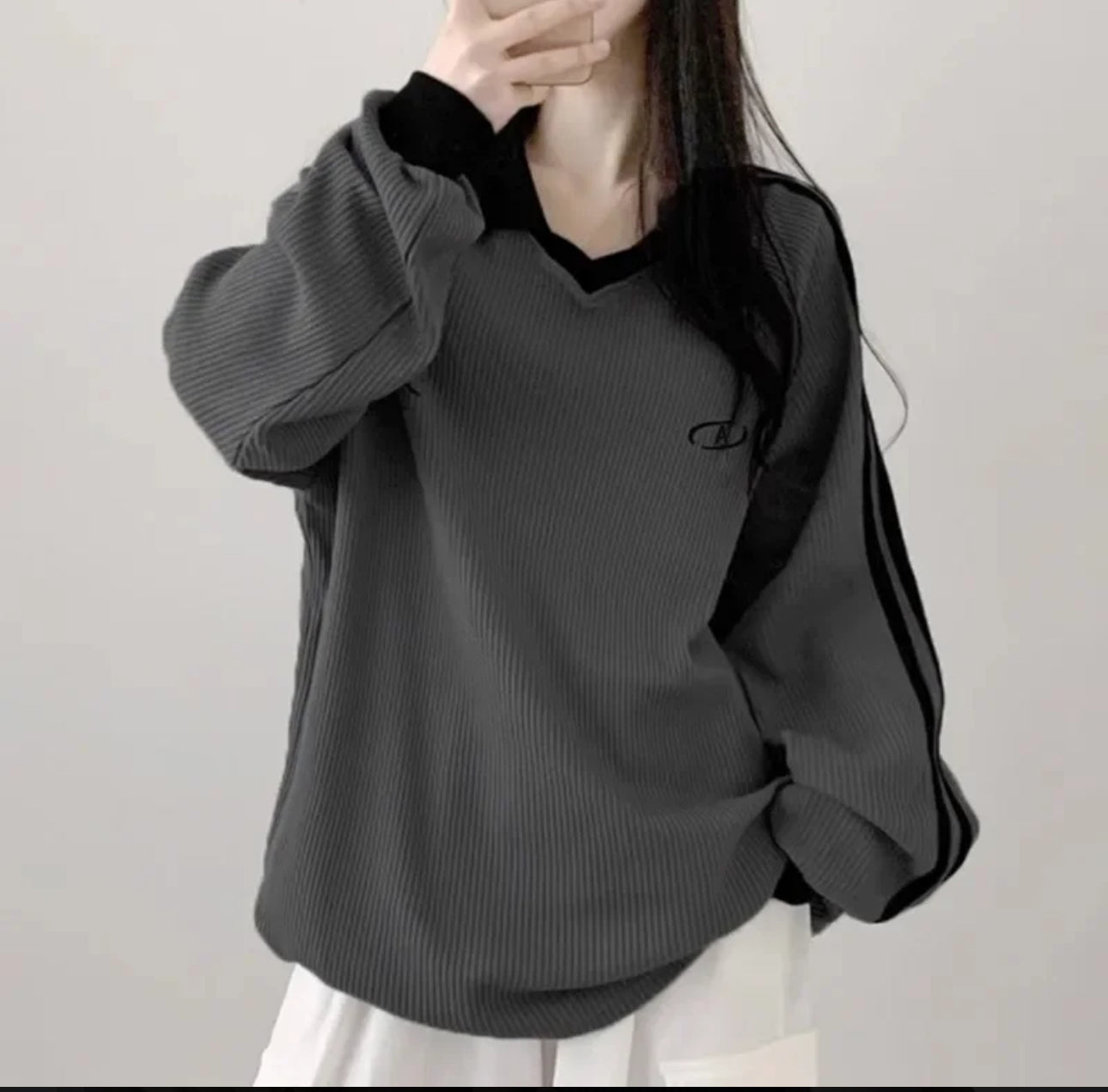 (🌍 INTERNACIONAL COMERCIO) Camiseta De Punto Gofrado Con Cuello Polo De Manga Larga Par