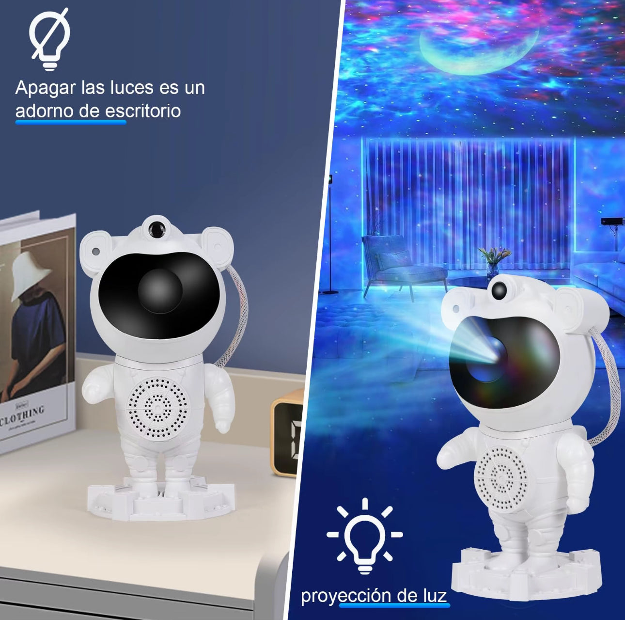 Proyector de Galaxias y Estrellas, Astronaut Light Projector, Astronauta Proyector de Estrellas, Proyector De Galaxias y Estrellas con Mando Distancia y Función de Temporizador, Ángulo
Ajustable