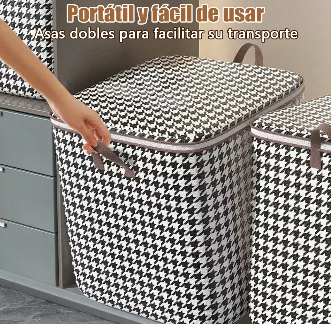 Bolsa de almacenamiento de pata de gallo de gran capacidad de 110L con cremallera, bolsa de embalaje para mudanzas a prueba de polvo para el hogar, caja de almacenamiento para colchas, ropa y pantalones