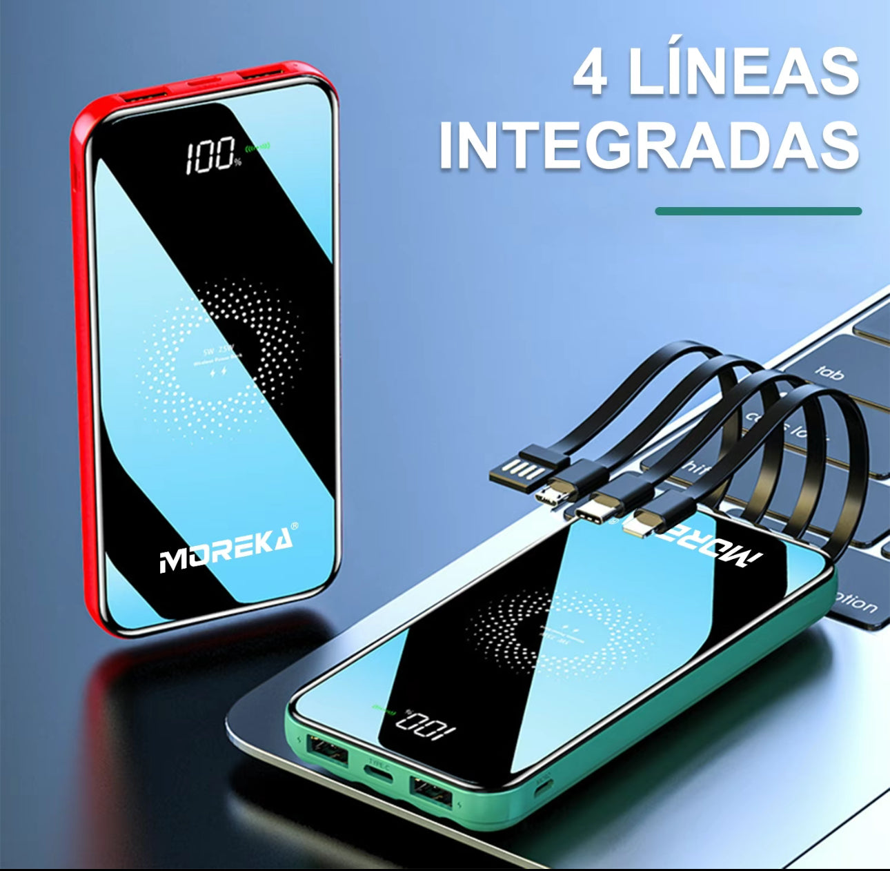 MOREKA K054 10000mAh fuente de alimentación móvil inalámbrica batería portátil 20W, cargador portátil magnético USB C carga rápida, banco de energía batería externa compatible con iPhone 16/15/14 serie, Galaxy, Xiaomi, iPad.