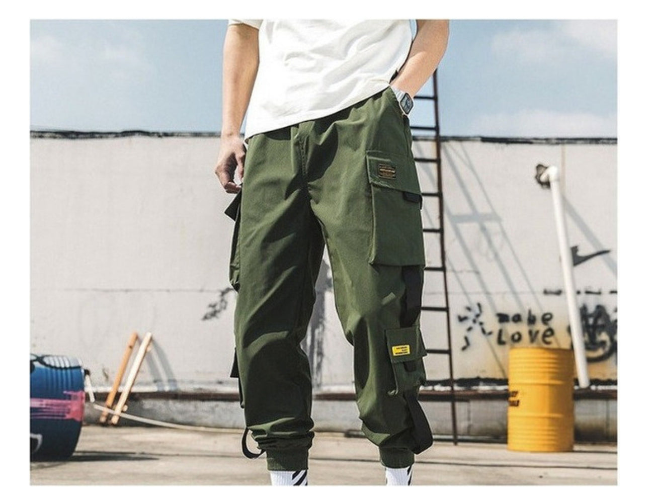 (🌍 PRODUCTO INTERNACIONAL) Nuevo Cargo Pantalones Hip Hop Joggers Hombre Harem