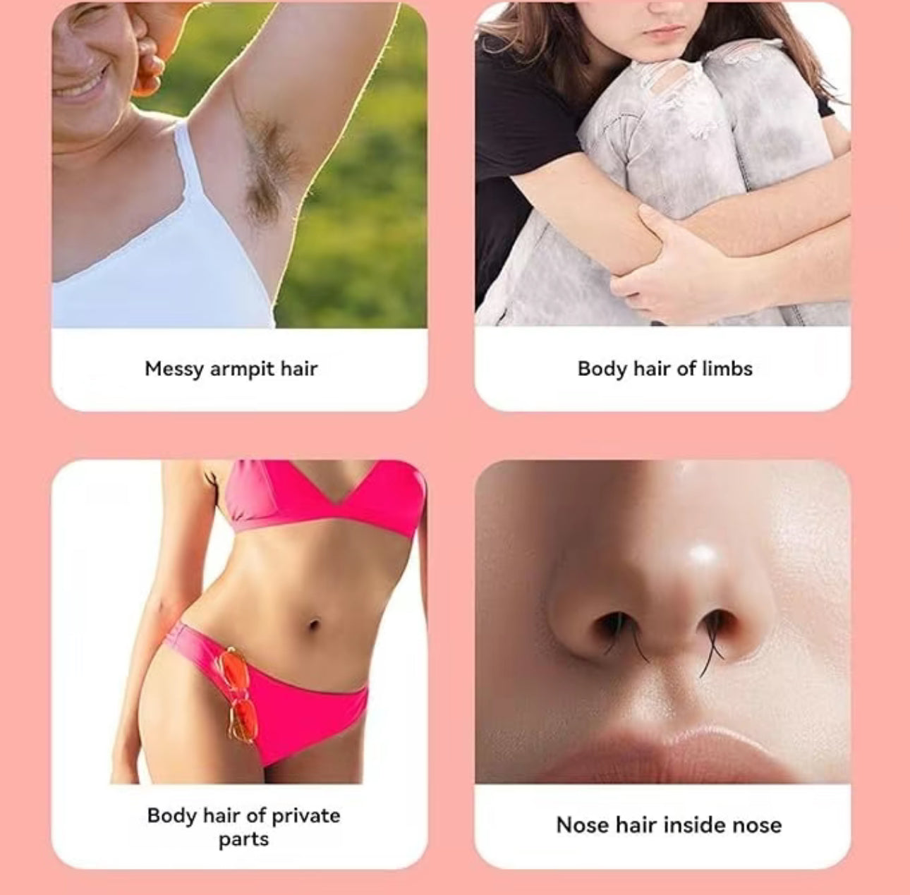 Depiladora eléctrica 4 en 1 para mujer con conexión inalámbrica USB: Afeita fácilmente el rostro, las axilas y la línea del bikini (rosa)