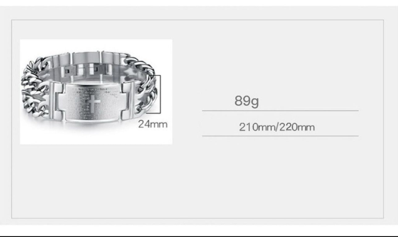 Nueva Pulsera Cruz Padre Nuestro Doble Acero Inoxidable B701