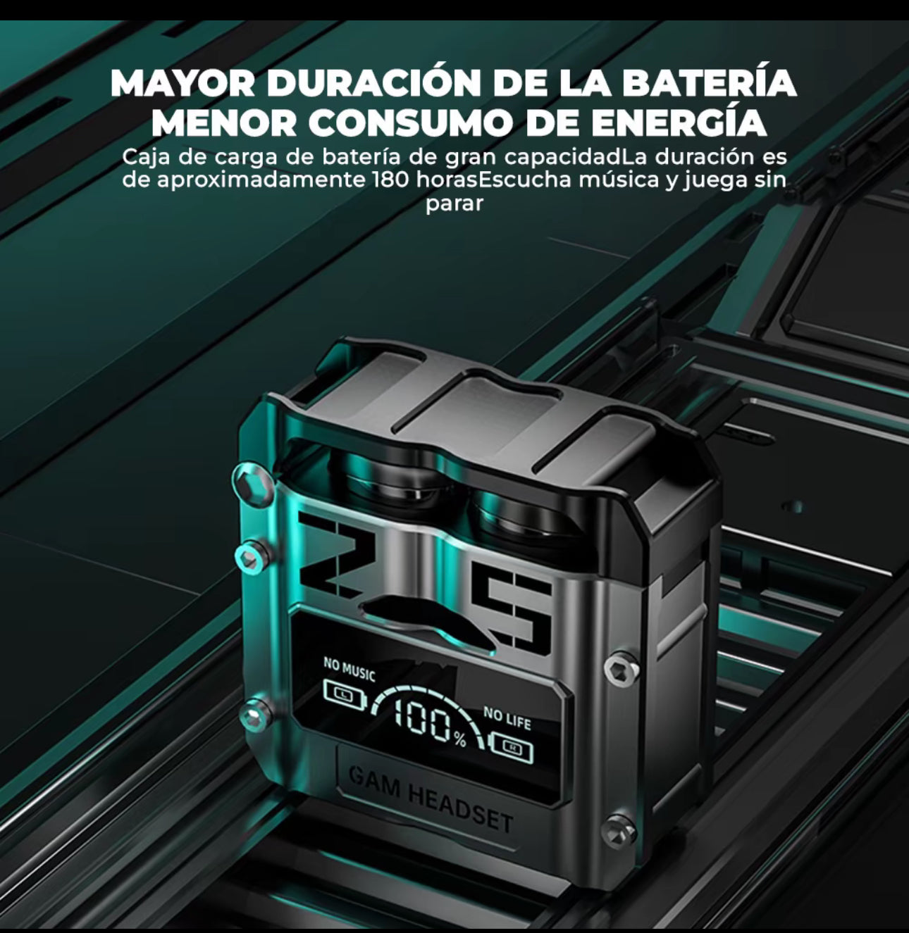 Viclook Audífonos Bluetooth M25 TWS con baja latencia para gaming, cancelación activa de ruido, resistentes al agua, pantalla LED de batería y sonido HiFi. Ideales para deporte o juegos.