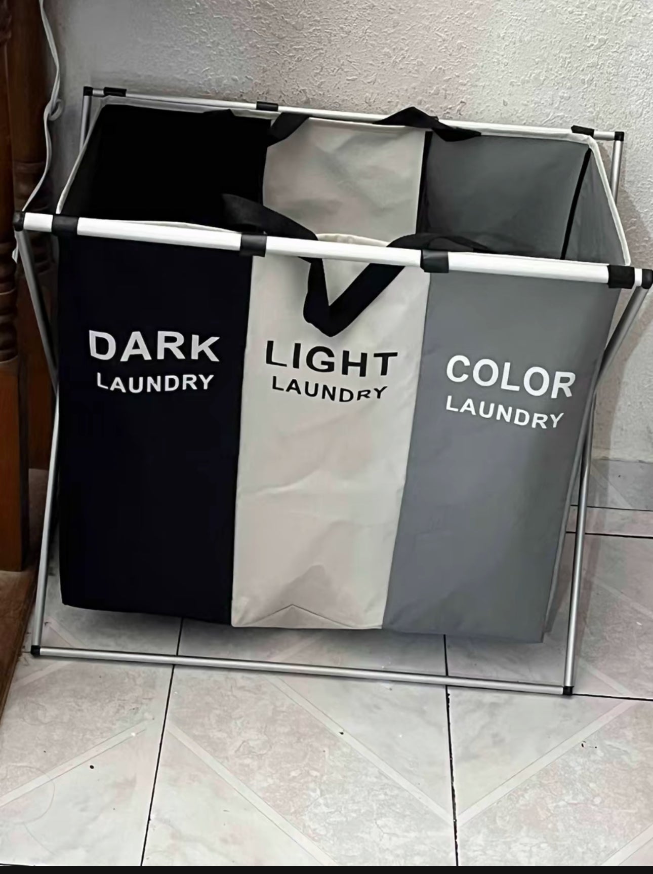 Canasta de Ropa Sucia de 3 Secciones - Cesto
Plegable Grande para Ropa - Organizador con Marco de Aluminio para Clasificar Ropa Sucia