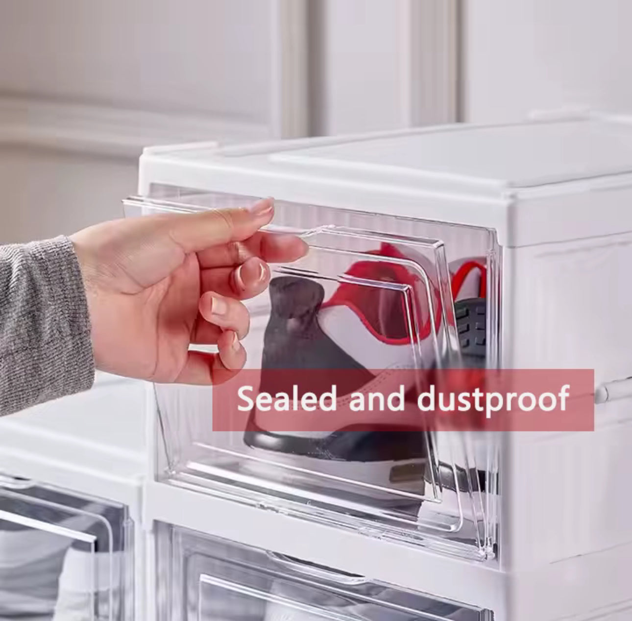 (6 niveles o 1 nivel) Cajas de plástico transparente para guardar zapatos, organizador de zapatos apilable para armario, contenedores modulares para guardar zapatos, zapatero de plástico blanco, organizador de zapatos, hogar, zapatero, muebles, muebles pa