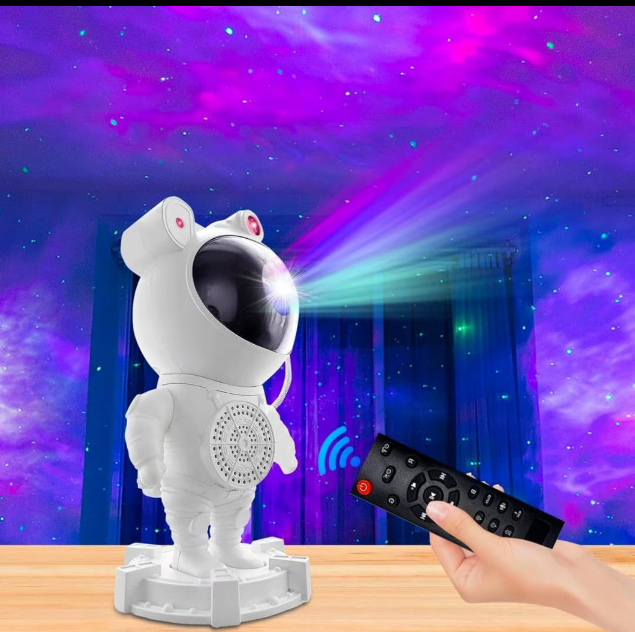 Astronauta Proyector de Estrellas, 360° Adjustable
Luces Astronauta Proyector lampara aurora boreal
Galaxia con Temporizador y Control Remoto y bocina bluetooth