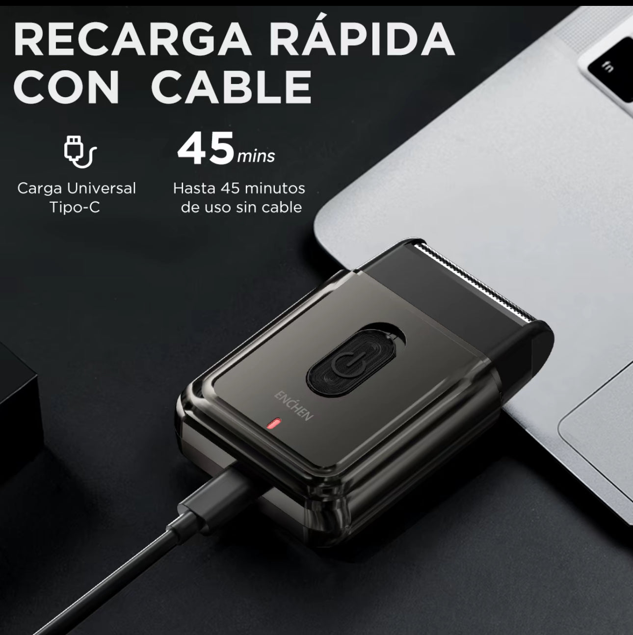 ENCHEN MSOO3 Mini Afeitadora Portátil | Diseño de Doble Hoja | Motor de Alta Velocidad |
Afeitadora Recargable por USB | Esenciales de
Viaje | Negro