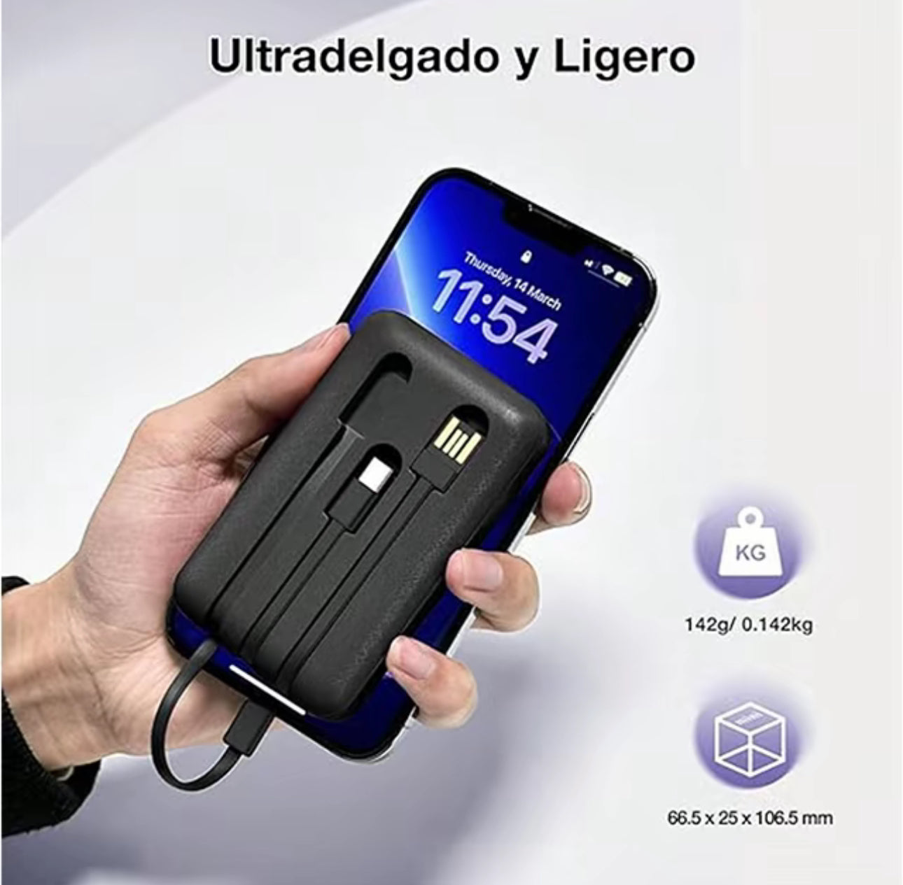 1HORA Power Bank Mini Portátil Batería 5000mah
Con Built In 3 Cables 1hora Usb C Baterias Para
Celular GAR261