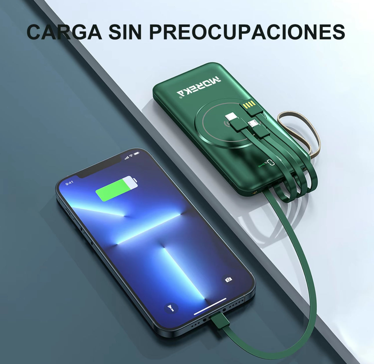 MOREKA K053 10000mAh banco de energía inalámbrico PD 20W carga rápida, cargador portátil magnético USB C, batería portátil externa compatible con iPhone 16/15/14 serie