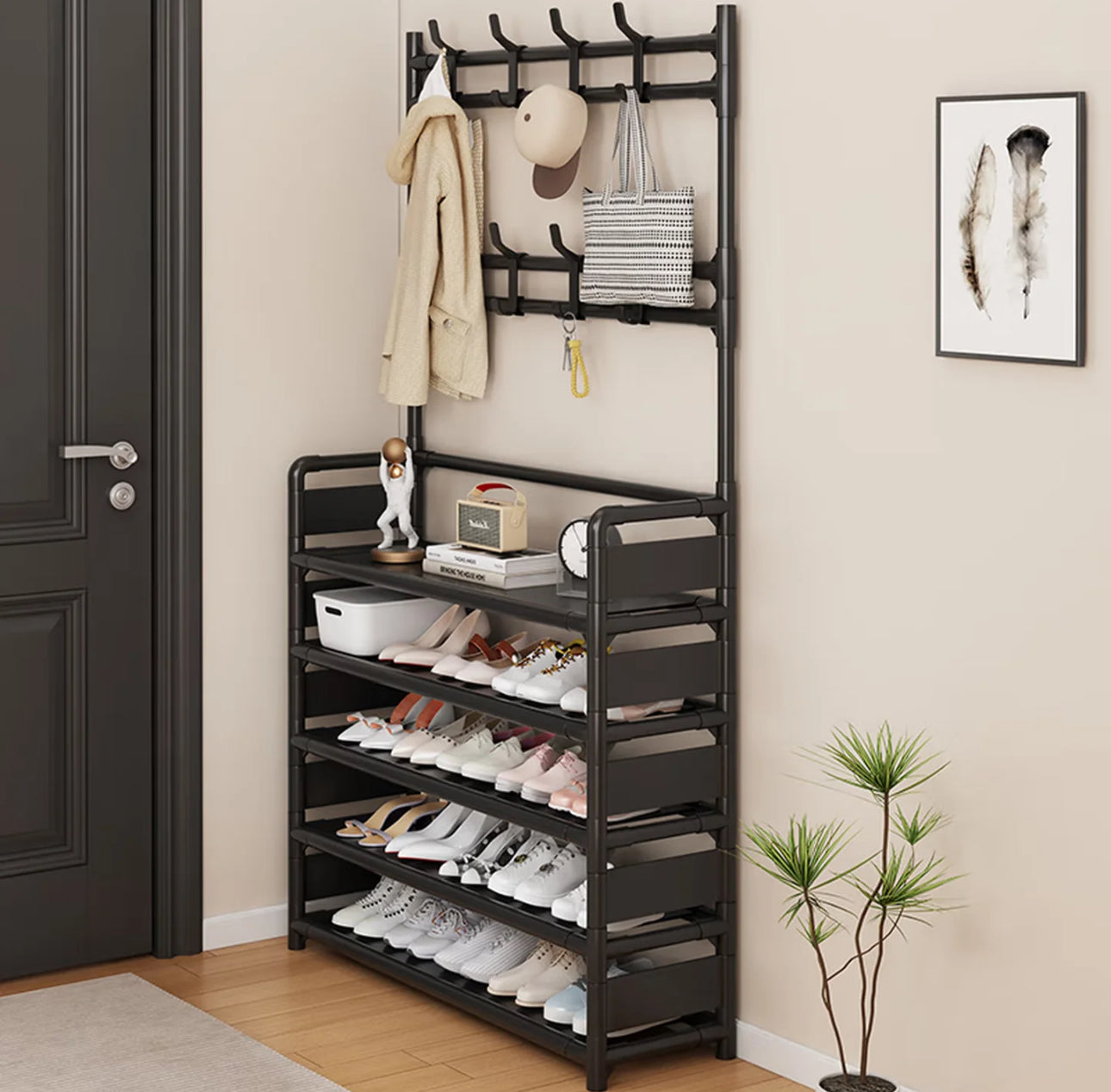 LERFM Estante de Almacenamiento 3 en 1 para Zapatos y Ropa, Extraíble y Fácil de Ensamblar,
Diseño Conveniente