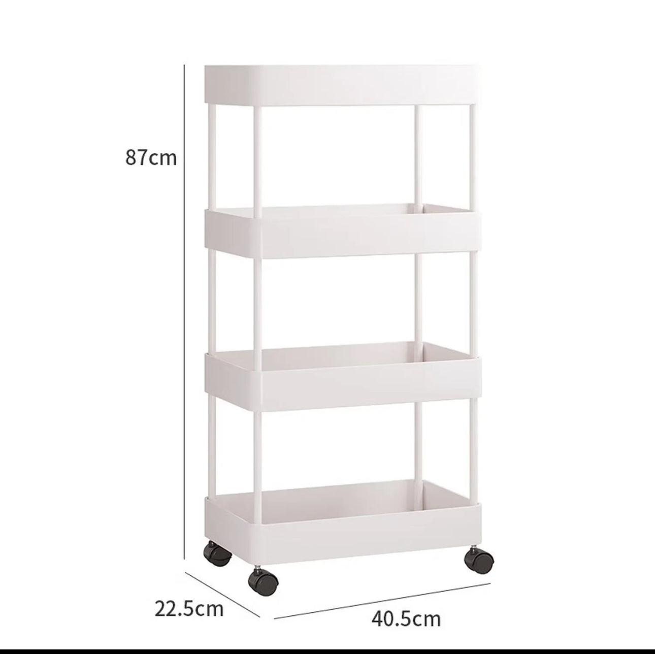Estante de almacenamiento con ruedas de cuatro capas para cocina, dormitorio, sala de estar, juguetes para refrigerios, baño, inodoro