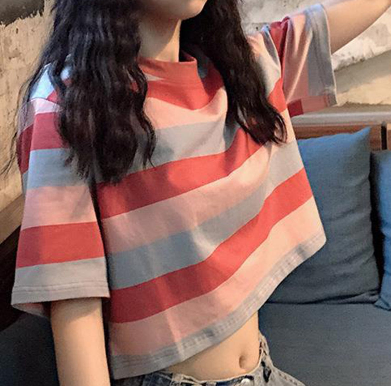 (đ PRODUCTO INTERNACIONAL)Top Corto De Moda De Verano Para Mujer Con Capucha Y Manga C