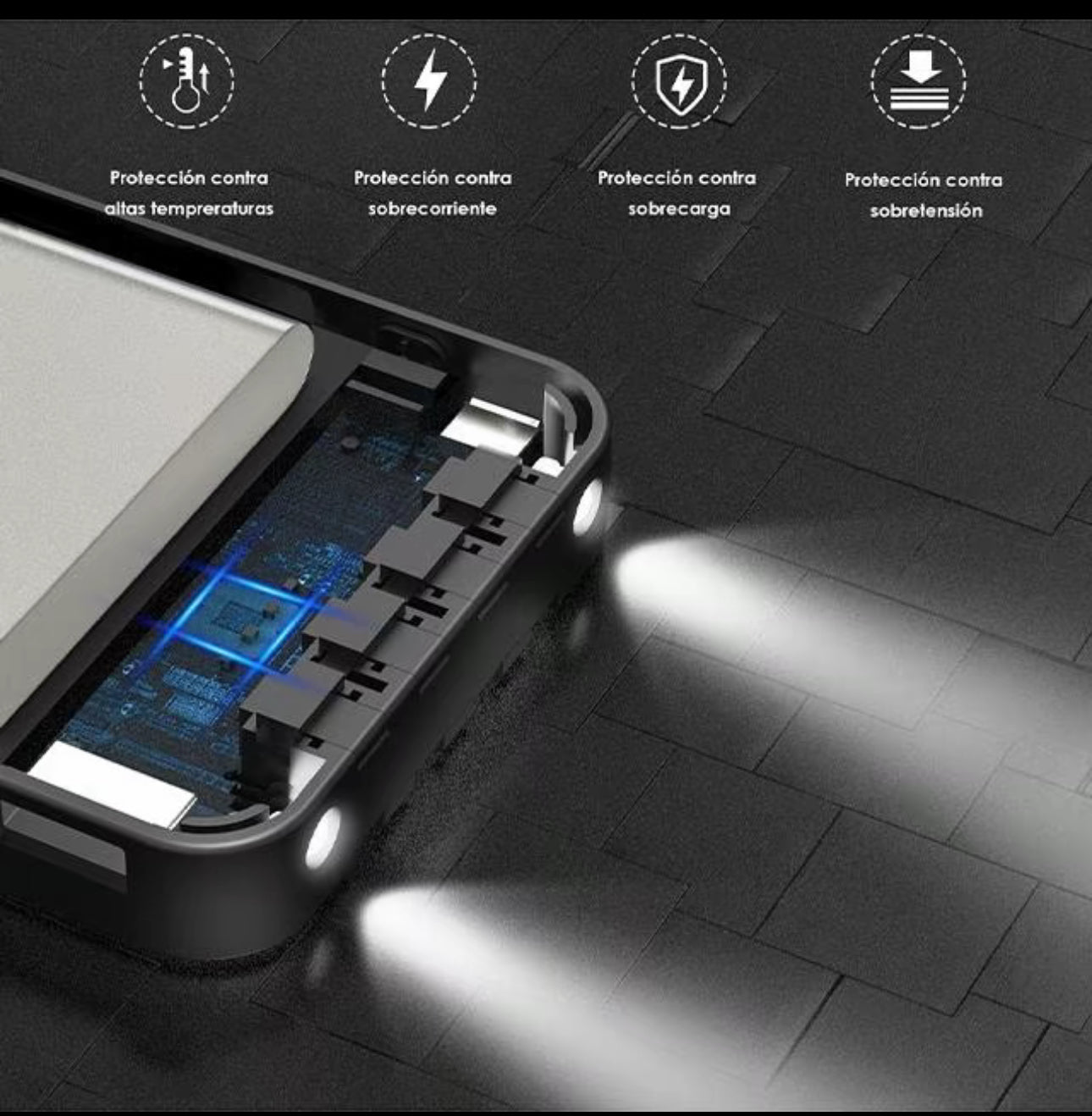 1HORA Power Bank 20000mah Batería Portátil
Con 4 Cables Con Pantalla DigitalGAR159