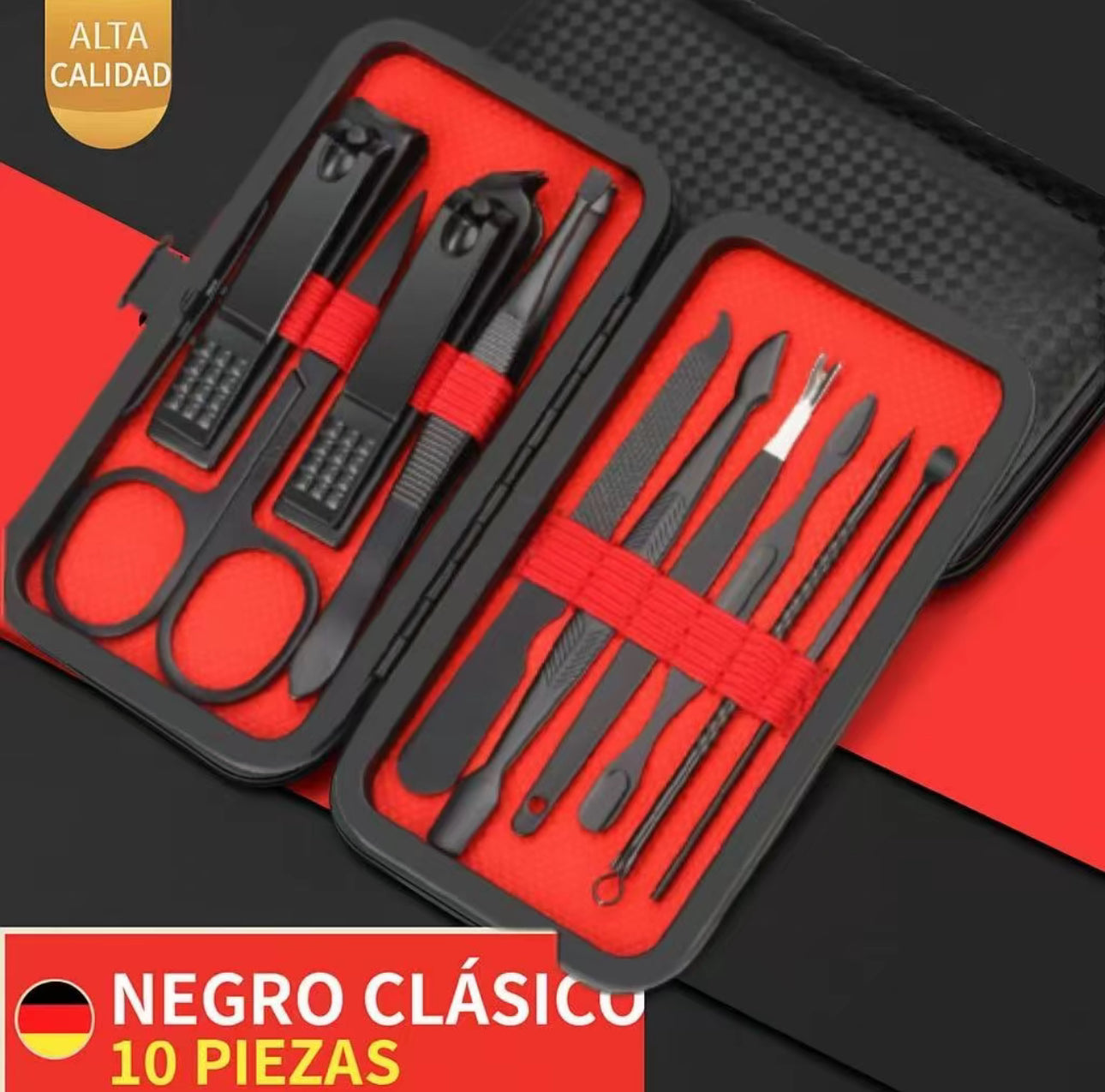 Kit de cortaúñas 10/24 piezas en acero inoxidable- Hojas cóncavas sin olor para manos/pies. incluye estuche organizador-Precisión profesional para cuidado en casa.