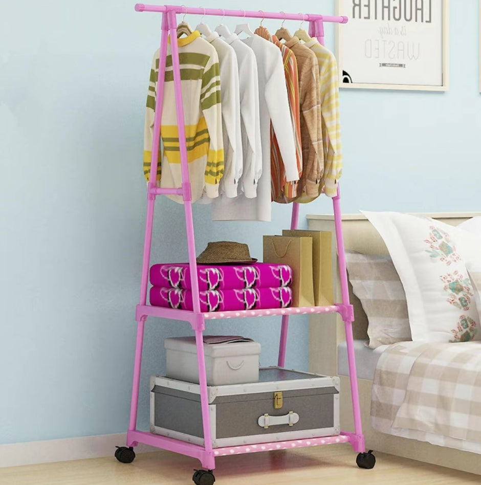 YUQING.FC Closet Tendedero Perchero Rack
Doble Ropa Con Llantas Triangulo