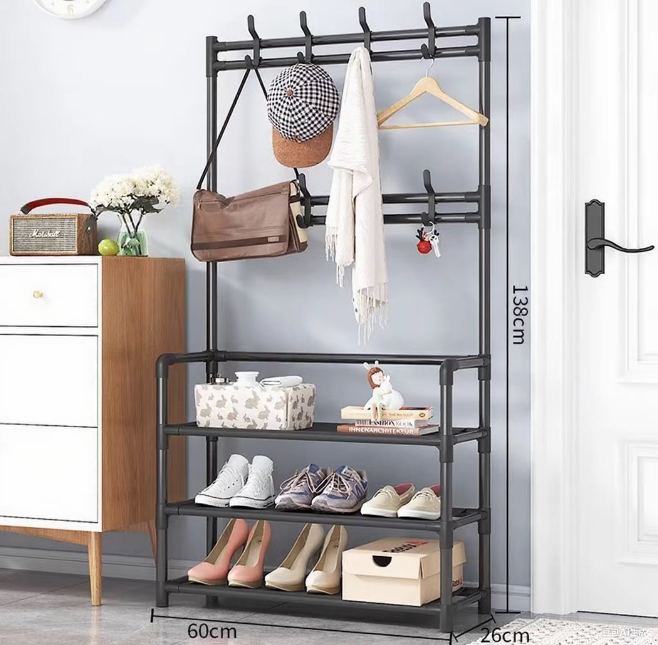 LERFM Estante de Almacenamiento 3 en 1 para Zapatos y Ropa, Extraíble y Fácil de Ensamblar,
Diseño Conveniente