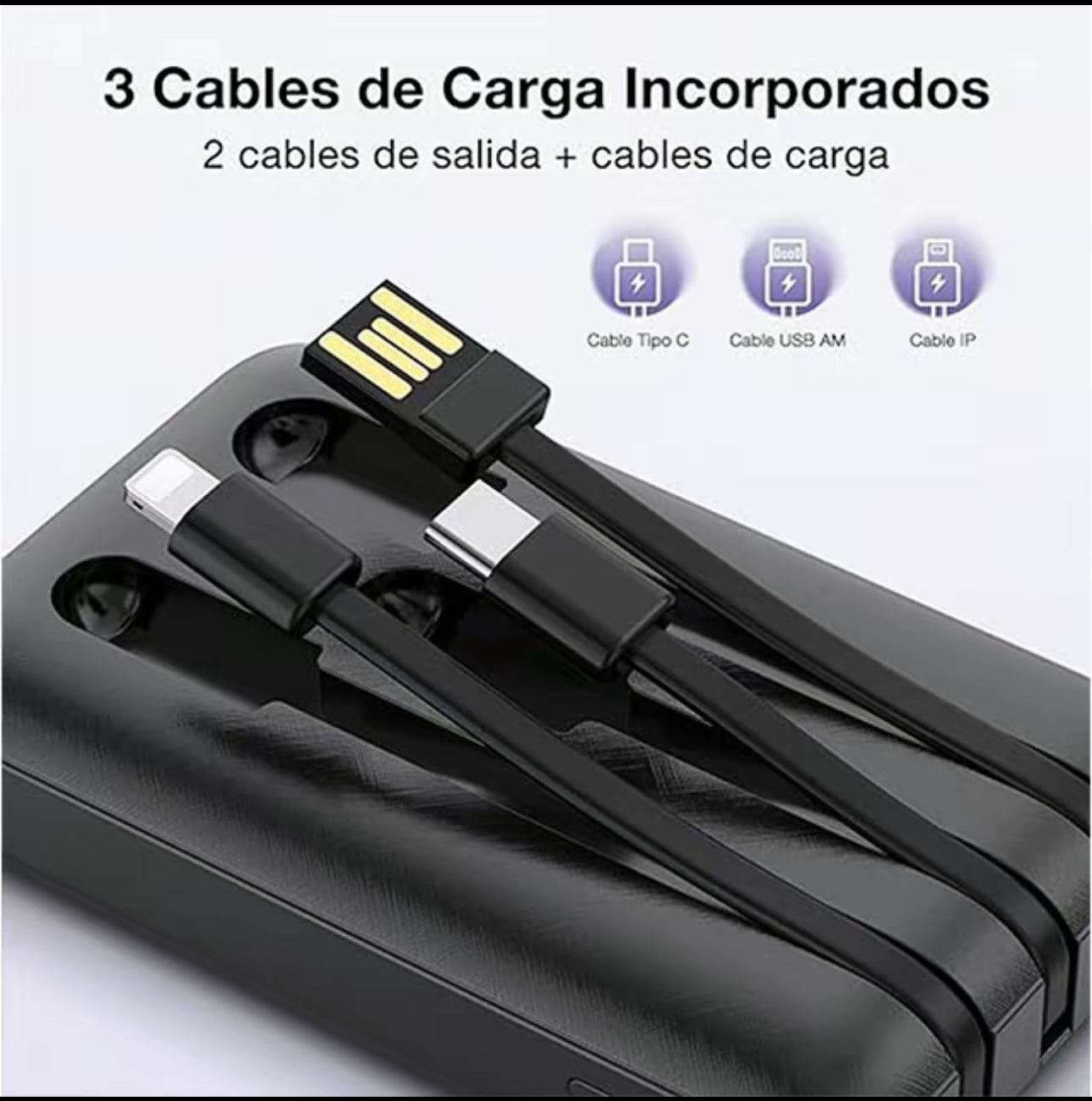 1HORA Power Bank Mini Portátil Batería 5000mah
Con Built In 3 Cables 1hora Usb C Baterias Para
Celular GAR261