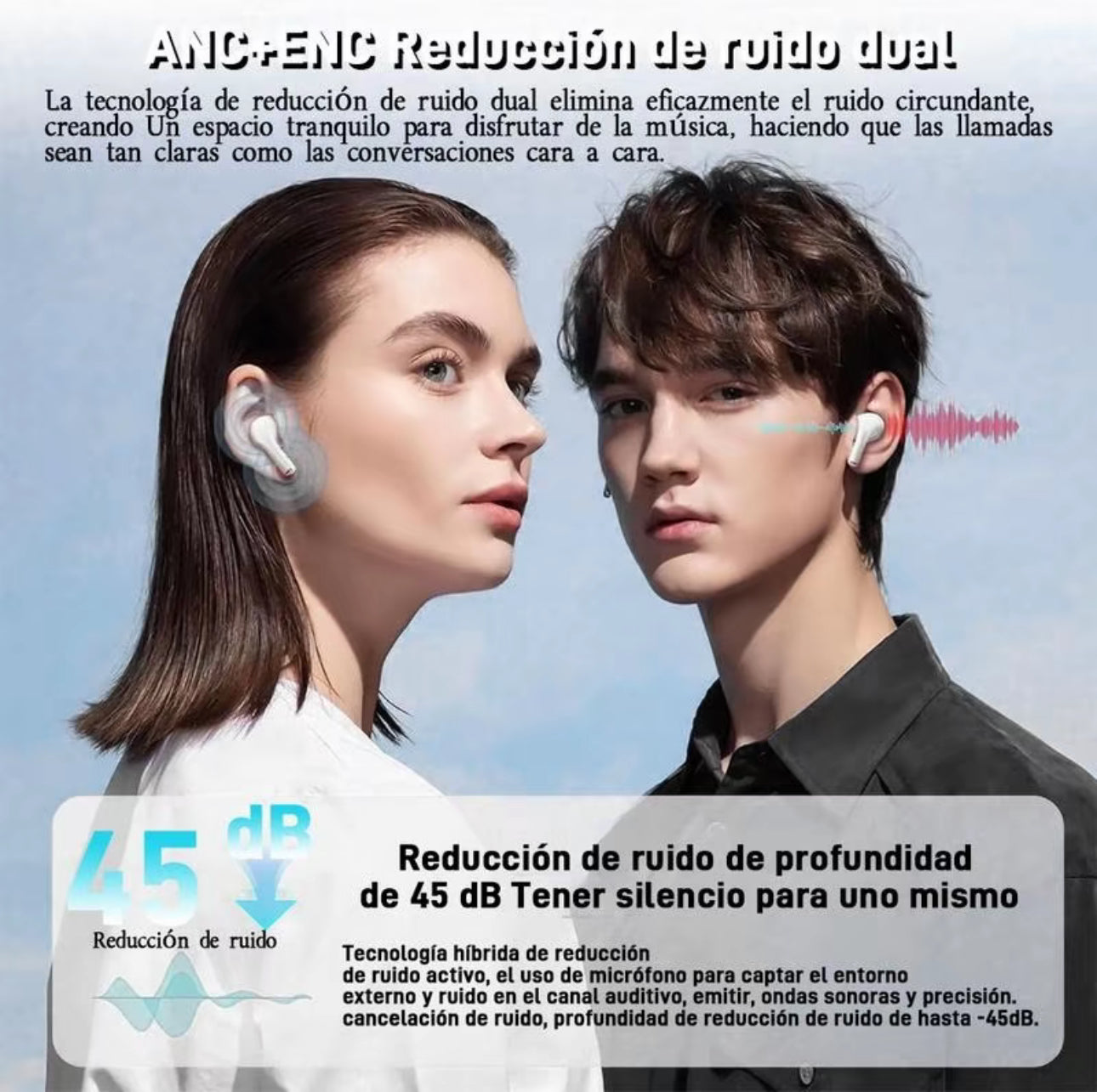 Audífonos In-ear Inalámbricos Bluetooth Oem Para iPhone Android Negro Bluetooth 5.4 con
Microfono Insustituible