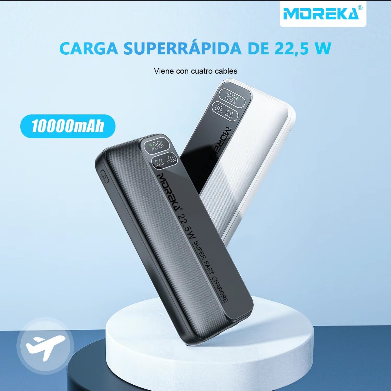 MOREKA K061 10000mAh Mobile Power 20W, Batería externa portátil de carga rápida, batería portatil compatible con iPhone 16 Pro Max/15-12