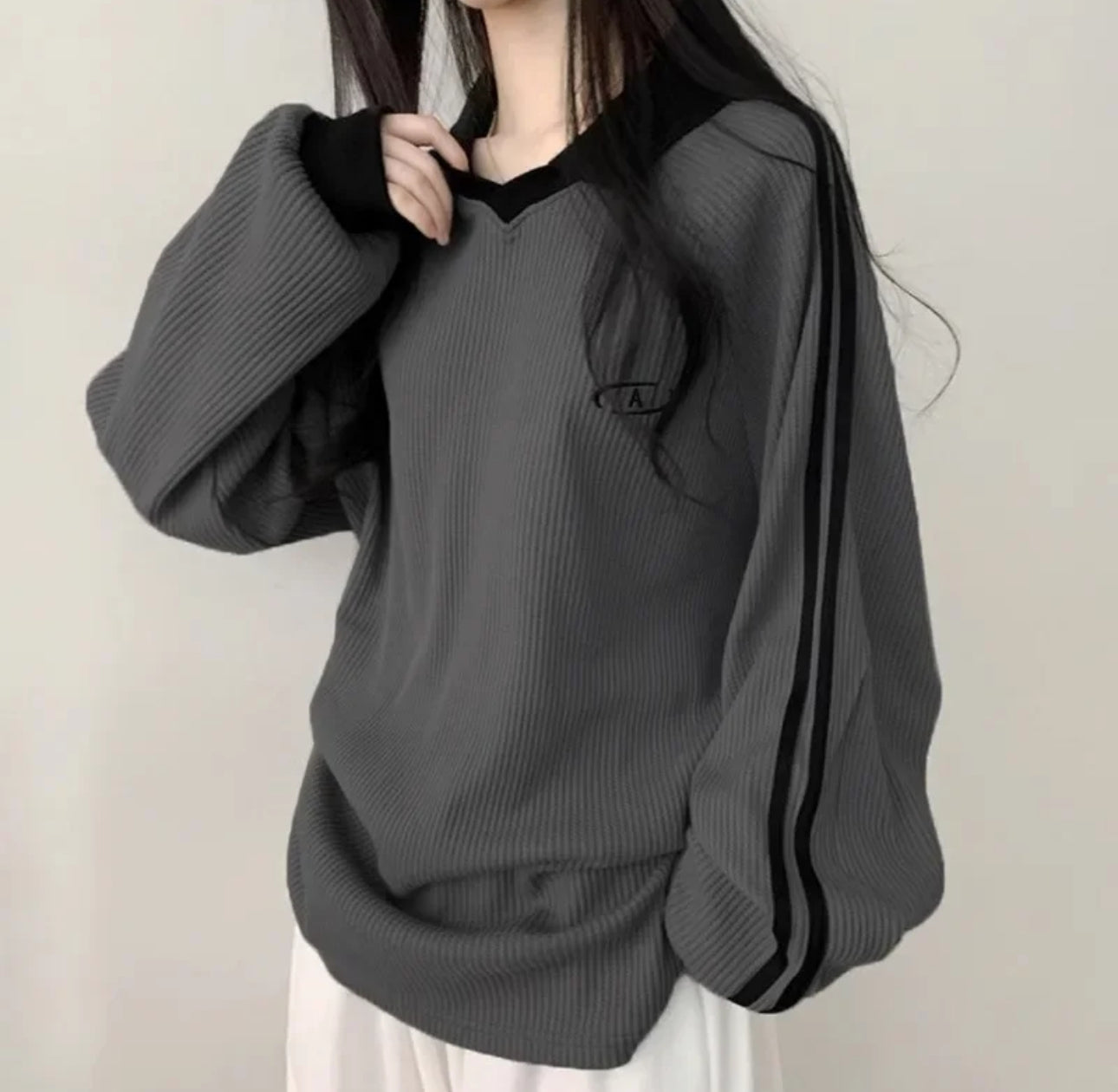 (🌍 INTERNACIONAL COMERCIO) Camiseta De Punto Gofrado Con Cuello Polo De Manga Larga Par