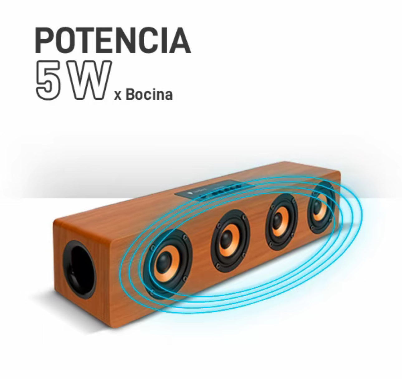 Barra de Sonido Bluetooth de Madera, Conexión
TWS: vincula dos bocinas fácilmente KTS-1108