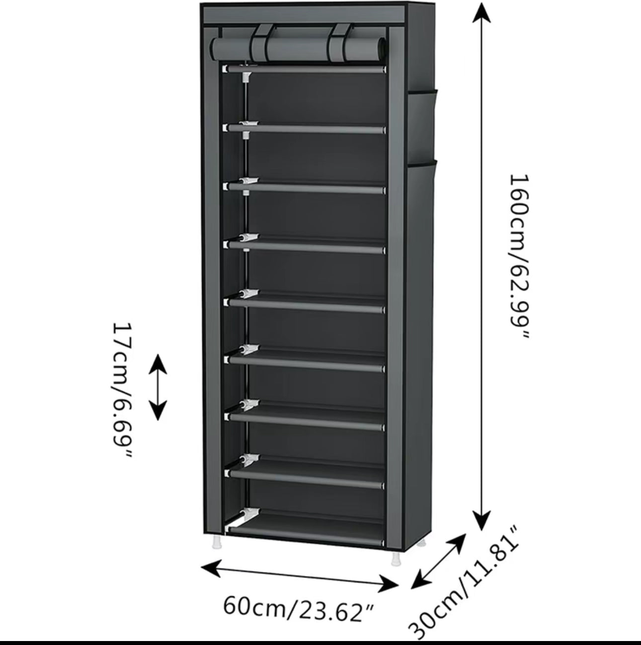 Zapatero de metal de 9 capas con cubierta antipolvo, caja de almacenamiento de zapatos no tejido de gran capacidad que ahorra espacio, adecuado para el almacenamiento de zapatos en el hogar y el dormitorio, fácil de monta
