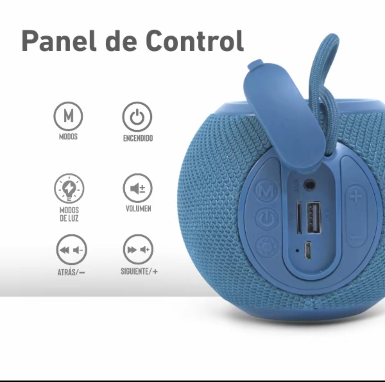 Bocina Bluetooth Portátil Luz LED GTS-2092