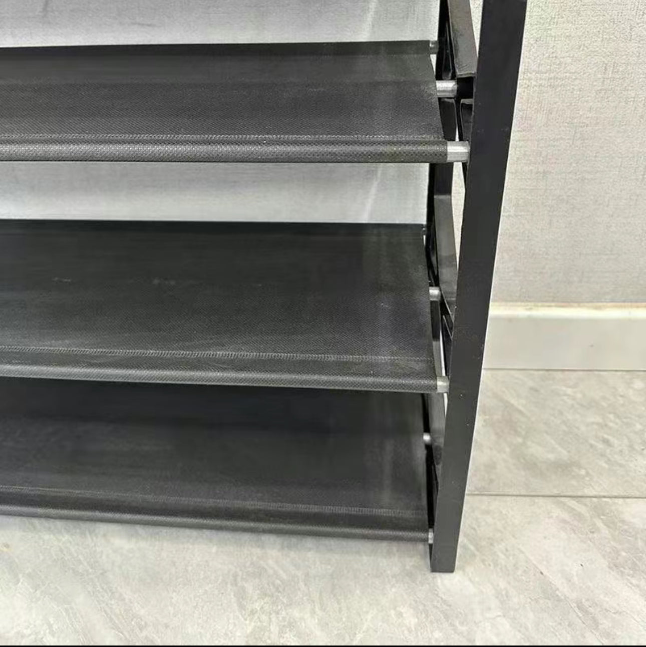 N+ F-056 Estante para zapatos de 5 y 4 niveles en forma de X 58cm Negro Azul y Rosa