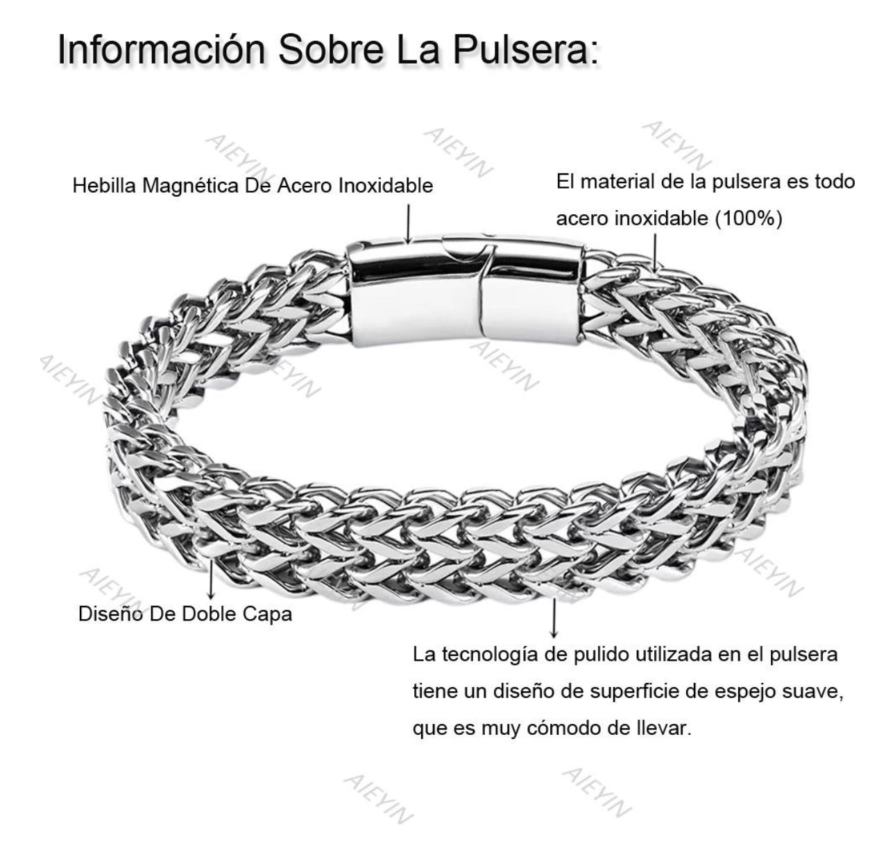 Esclava Caballero Dos Filas Hebilla Magnética Pulsera Hombre