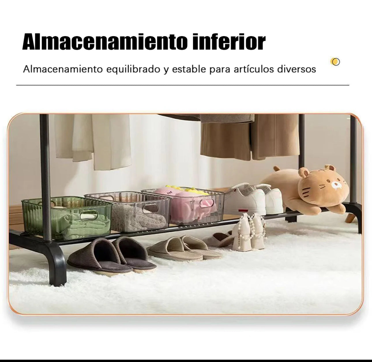 Percha de suelo para ropa, tendedero de doble poste, alto y bajo, para almacenamiento, zapatero, para el hogar, dormitorio, tendedero