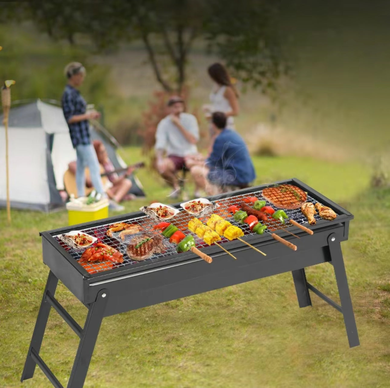 Parrilla De Carbón Portátil Plegable Barbacoa Al
Aire Libre Grande