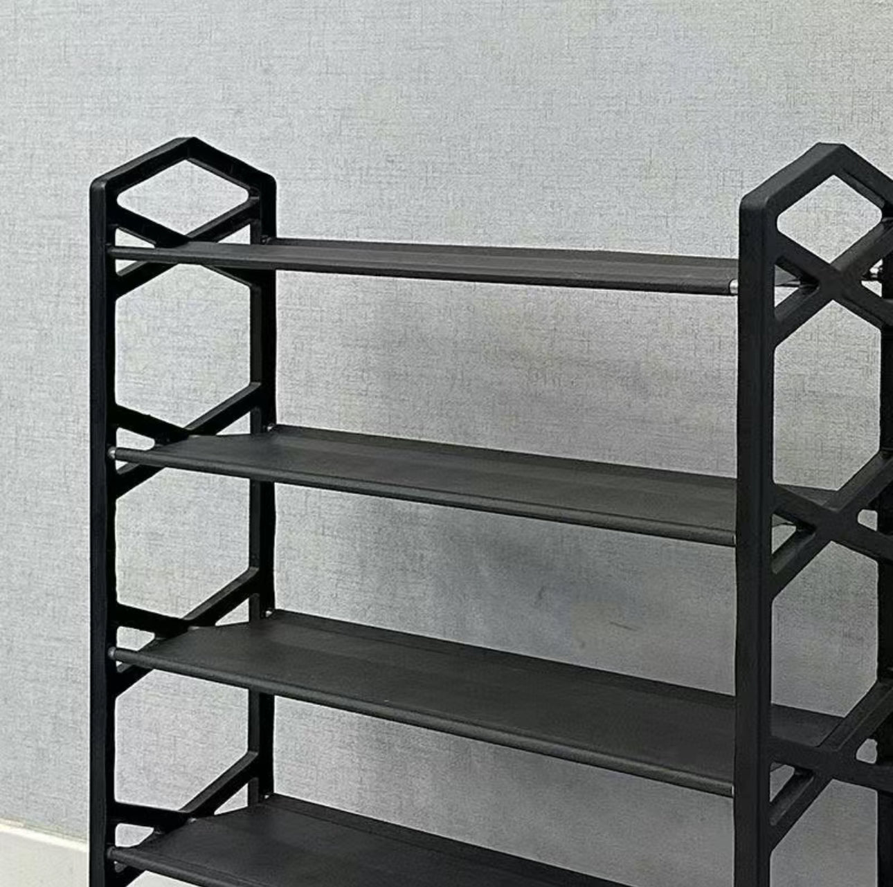 N+ F-056 Estante para zapatos de 5 y 4 niveles en forma de X 58cm Negro Azul y Rosa