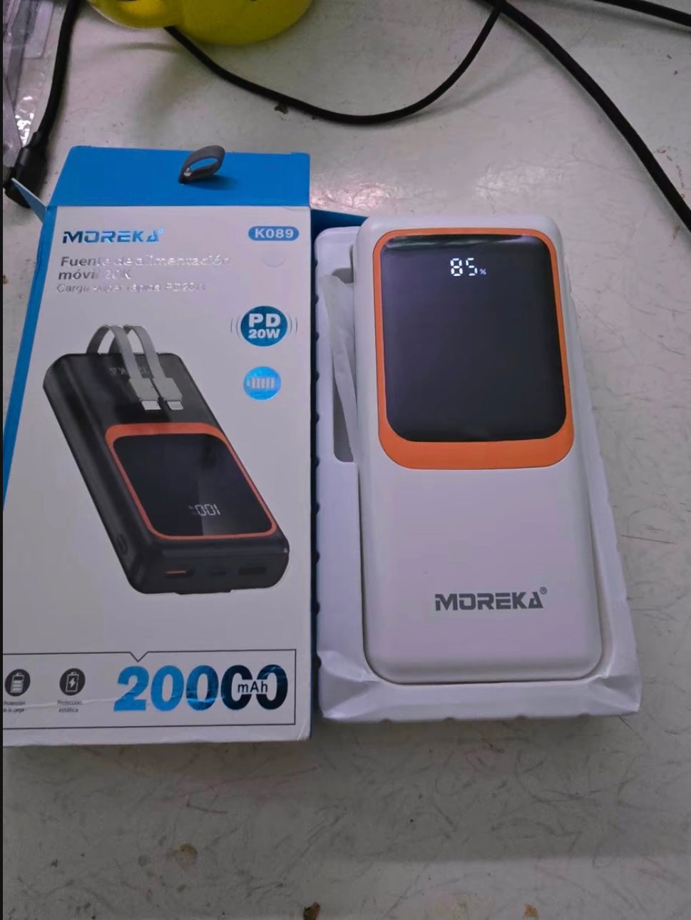 MOREKA K089 banco de energía portátil de 20000 mAh, batería portátil, compatible con iPhone 15/14, Samsung, artículos esenciales para viajar