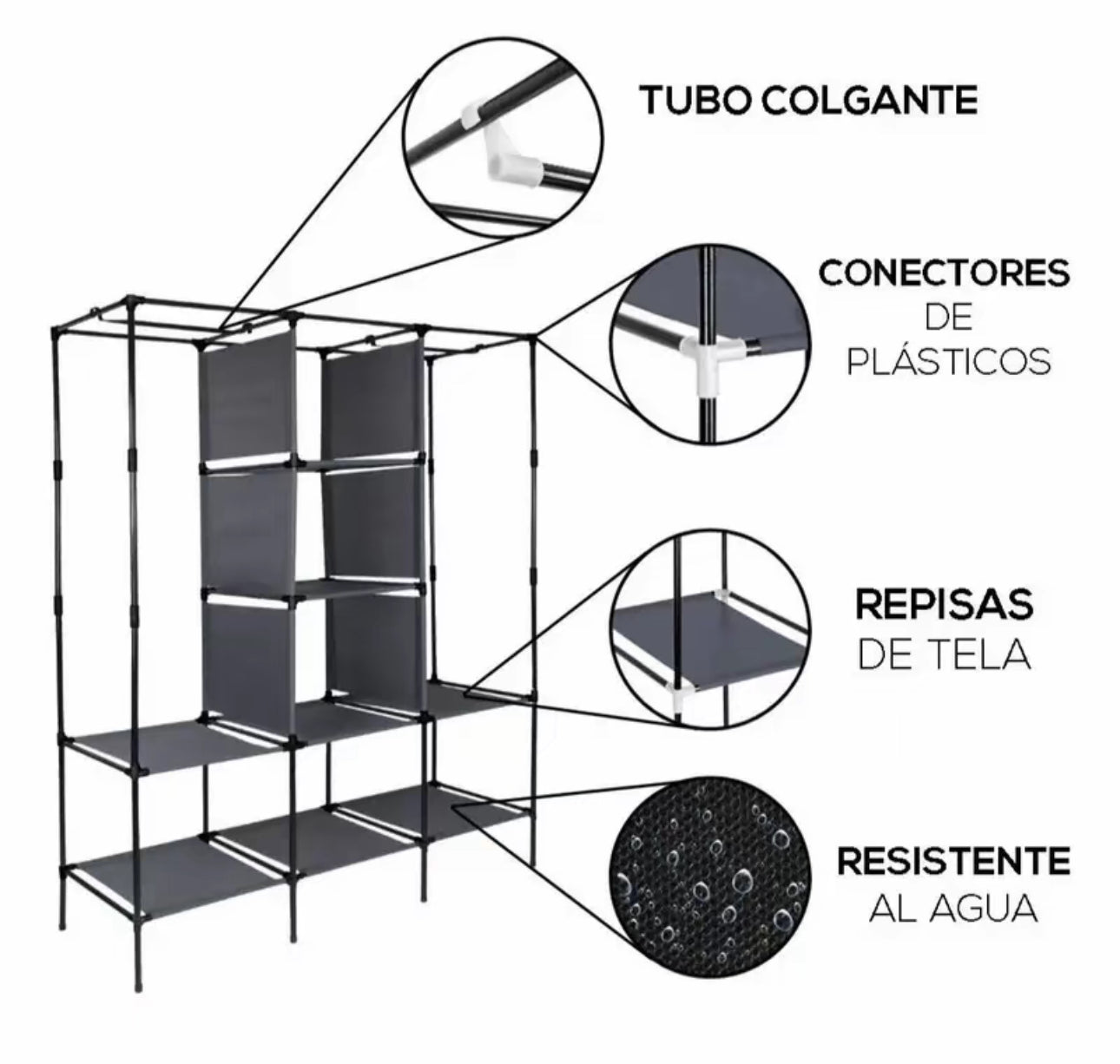 LERFM Closet Armable Ropero Rack Guardaropa
Recamara Organización, Bonito, Práctico Y Resistente. Armario Plegable Organizador de Ropa, navidadRebajas de fin de año, Dazy ,Sheglam
